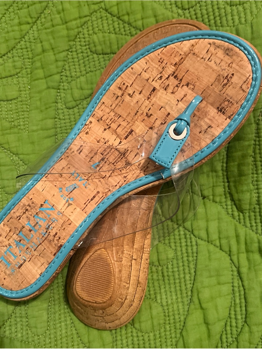 Italian Shoemakers Blue Sandals/Low Wedge in Womenโs Size 7 Pre-owned